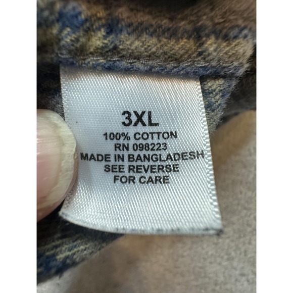 Magellan Outdoors Shirt Mens 3XL Gray Blue Plaid Classic Fit Flannel Cotton - Picture 3 of 12
